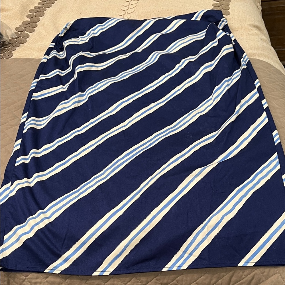 Mango Blue & White Slit Striped Skirt/NWT/12 - Picture 9 of 16